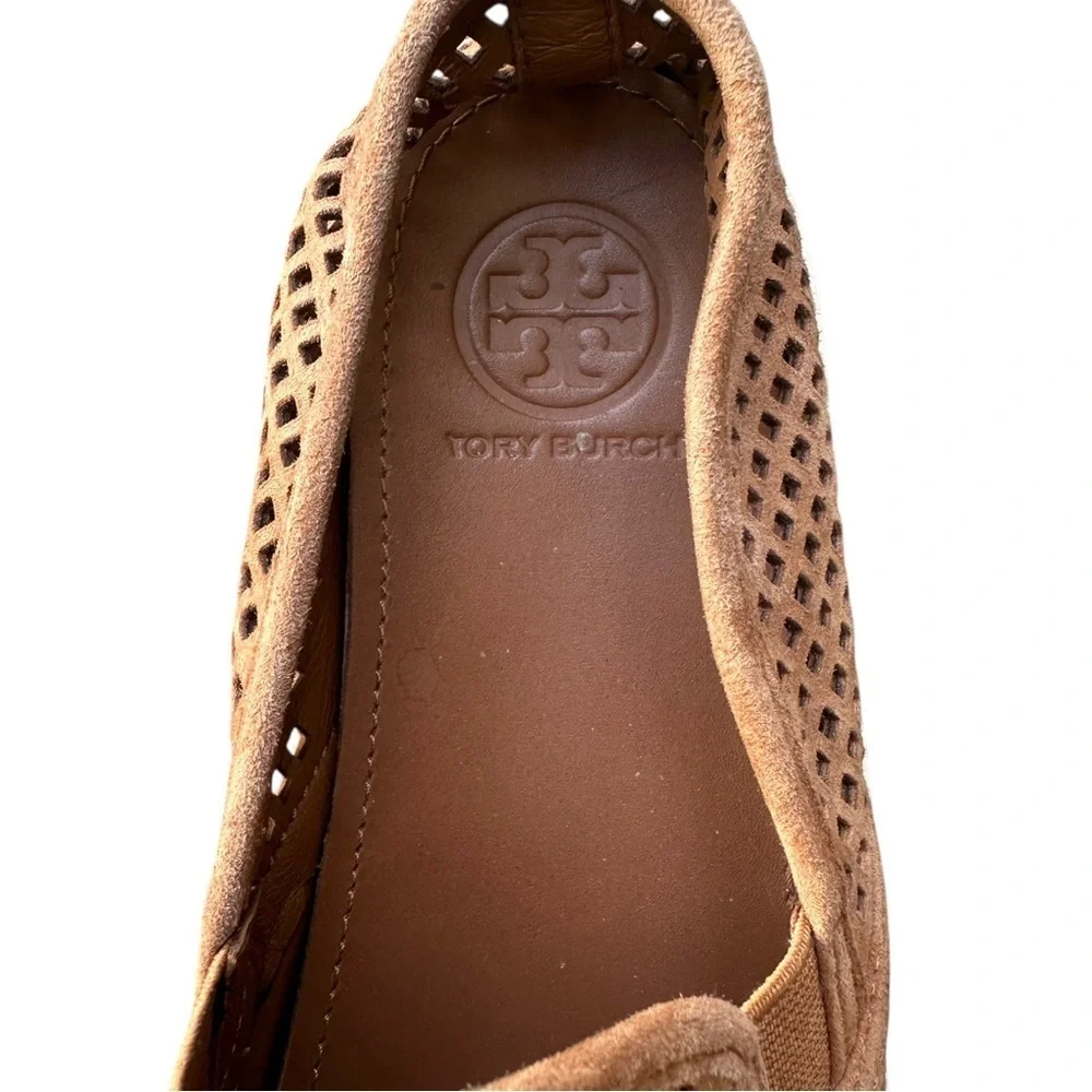 Tory Burch Tan Perforated Slip-On Shoes size 7.5